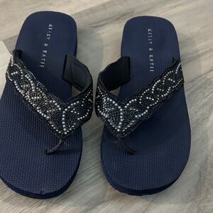 Kelly & Katie Dark Blue Beaded Sandals